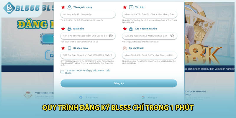 Quy trình đăng ký BL555 chỉ trong 1 phút